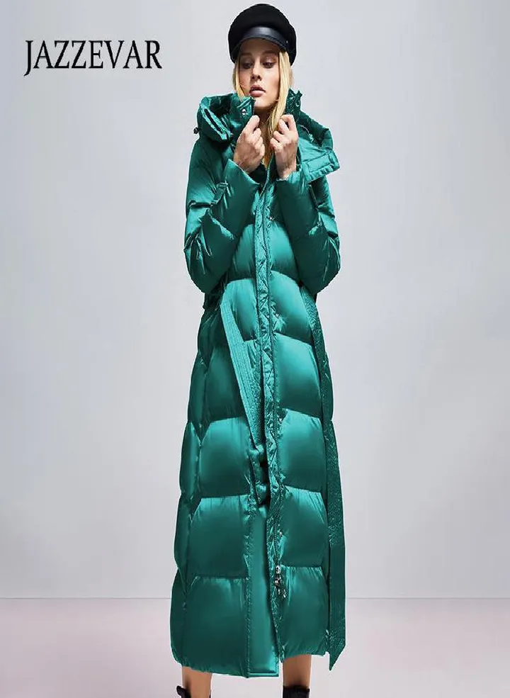 JAZZEVAR Temperament Waist Down Jacket Women's Winter Fashion Long Coat