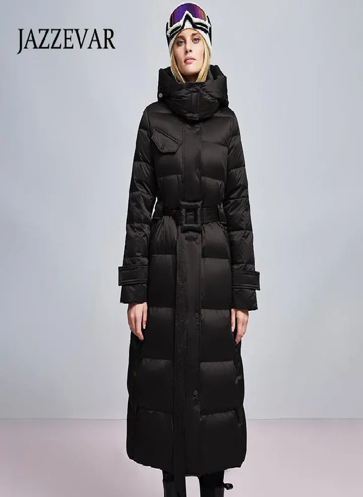 JAZZEVAR Temperament Waist Down Jacket Women's Winter Fashion Long Coat