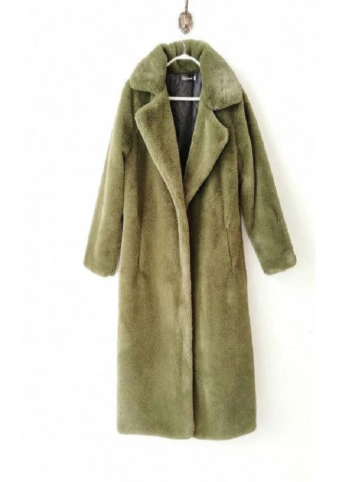 Women Winter Warm Faux Fur Coat Thick Women Long Coat Turn Down Collar Women Warm Coat With Belt Casaco Feminino