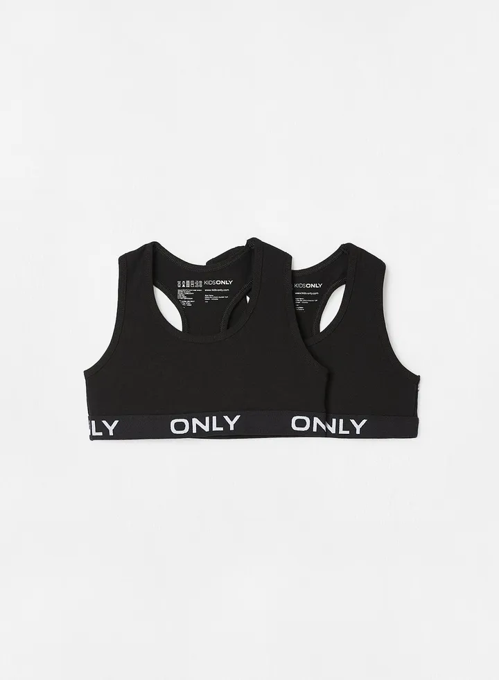 Kids/Teen Racer Crop Top (Pack of 2) Black