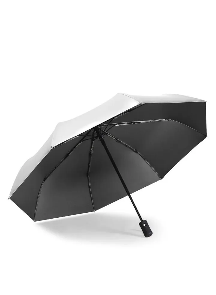 Tri-Fold Anti-UV Double Coated Titanium Silver Sun and Rain Travel Umbrella Silver/Black
