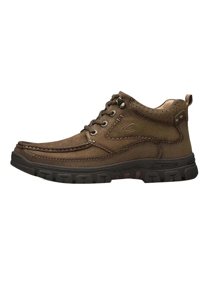 Stitch Detailed Ankle Boots Khaki
