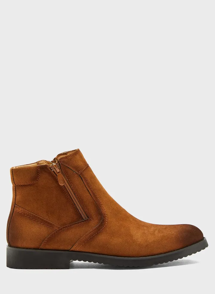 Faux Suede Chelsea Boots