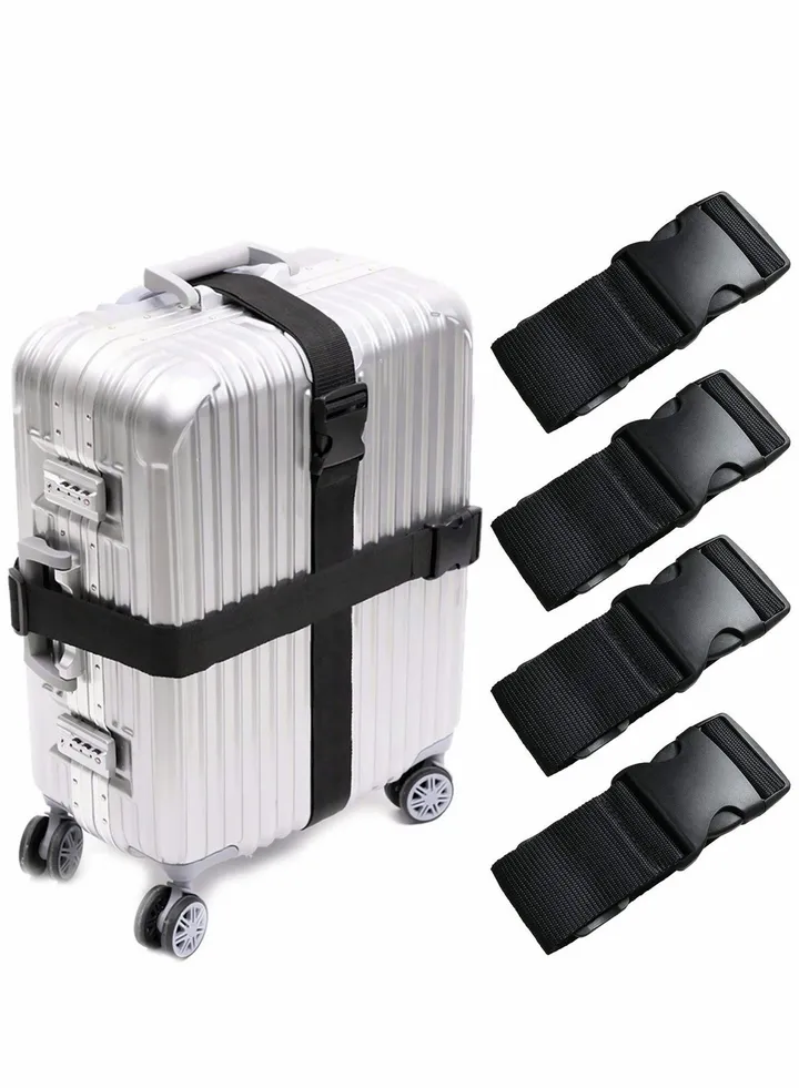 Luggage Straps, Straps with Buckle Adjustable, Suitcase Belts Travel Accessories Bag Adjustable Tie Down Strap Lashing Quick-Release (4 Pack)