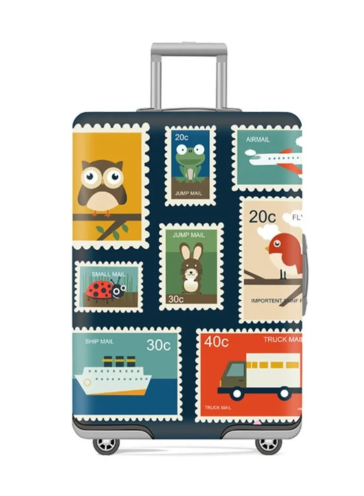 Luggage Cover Washable Suitcase Protector Anti-scratch Suitcase cover Fits 19-21 Inch Luggage (Stamp, S)