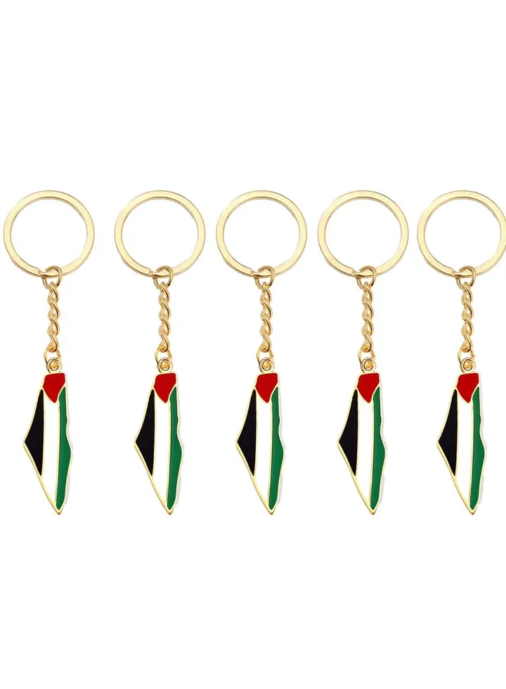5 Pcs Palestinian Flags Keychains, Flags shape Simple Pendant Keychain, Pendant Decoration , Electroplated Metal Pendant Accessories