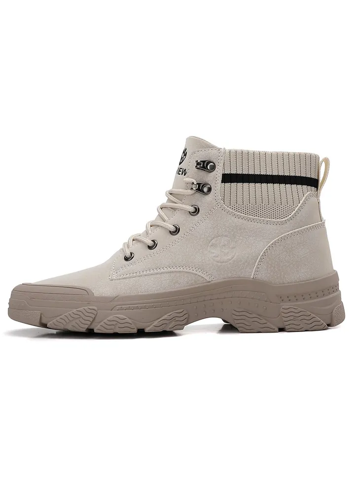 Boots Men's High Top Ankle Boots Anti-Slip Outdoor Hiking Fashionable Work Shoes