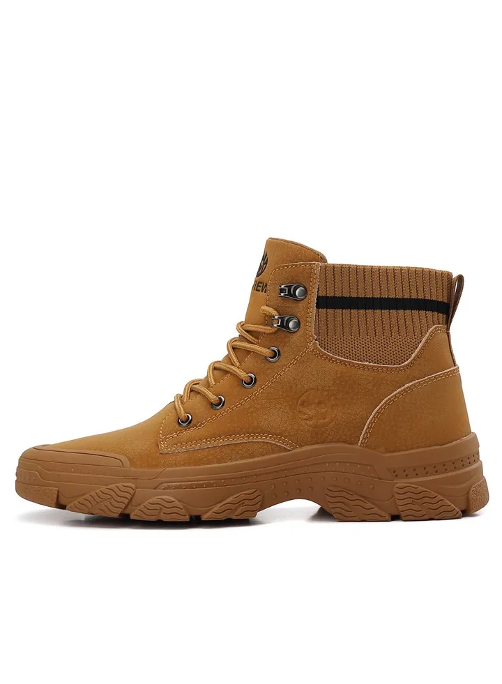 Boots Men's High Top Ankle Boots Anti-Slip Outdoor Hiking Fashionable Work Shoes