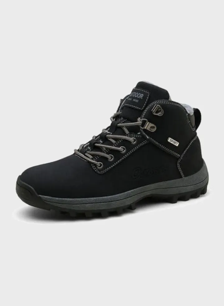 Lace-Up Detail Hiking Shoes Black