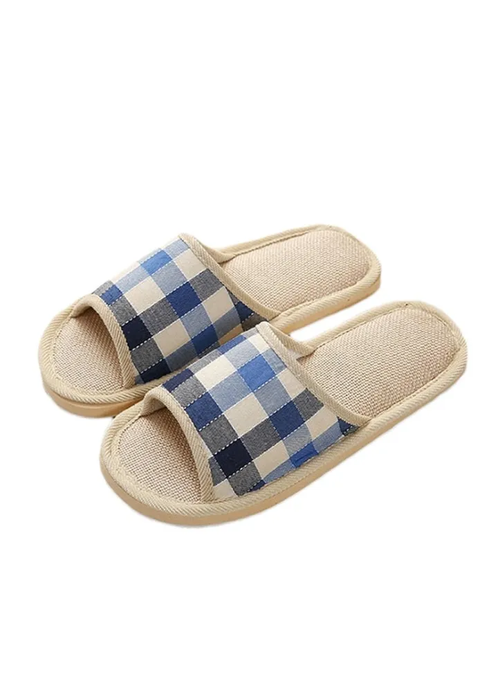 Plaid Printed Non-Slip Flat Slides Multicolour