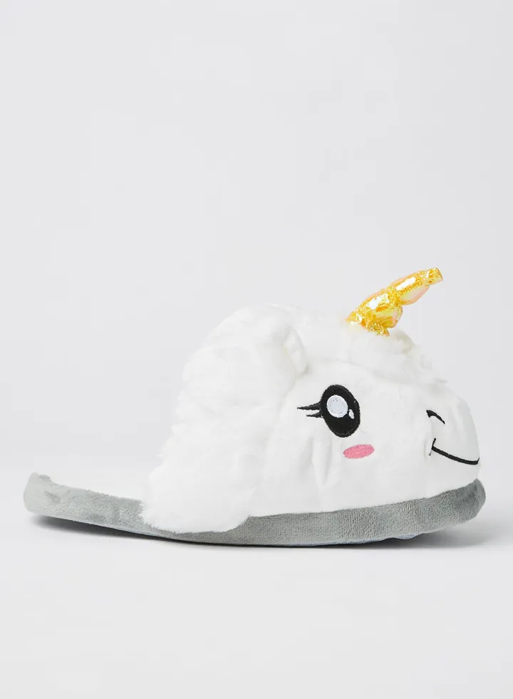 Unicorn Detail Comfort Flip Flops White