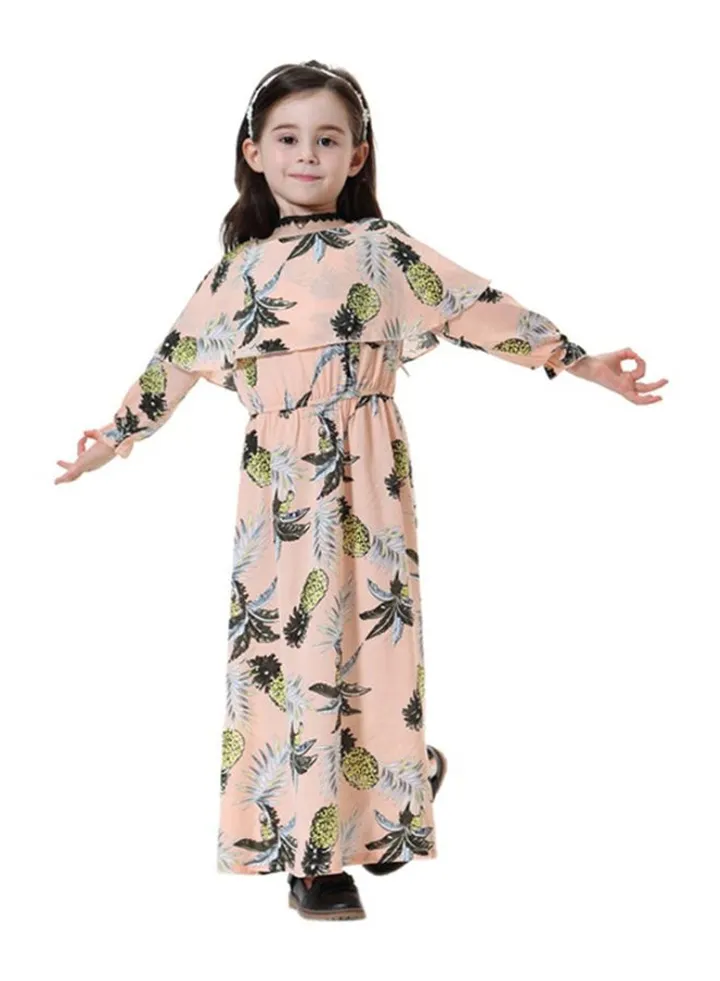 High Neck Maxi Dress Pink/Green/Black