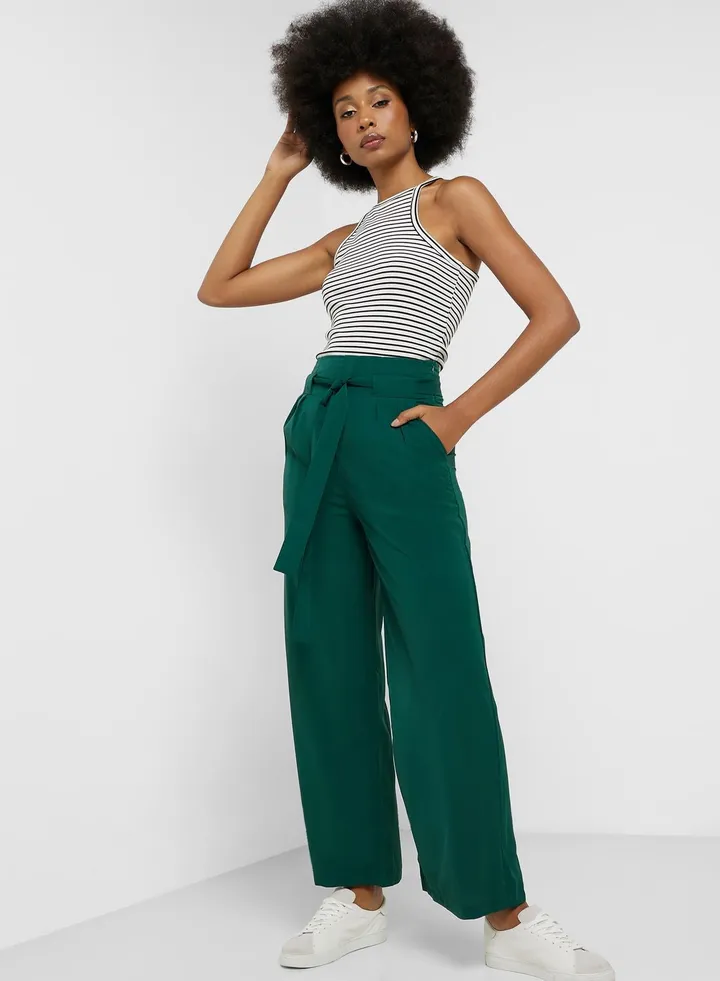 Wide Leg Belted Pants