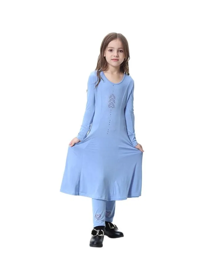2-Piece Long Sleeve Dress Sky Blue