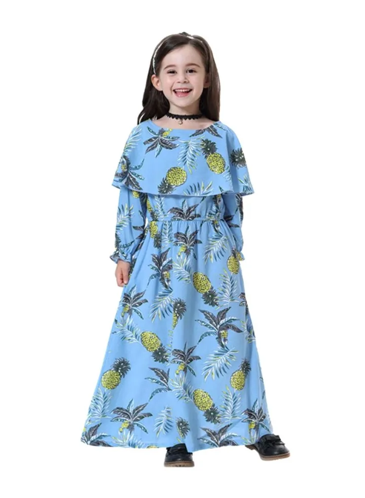 Boat Neck Maxi Dress Blue/Green/Black