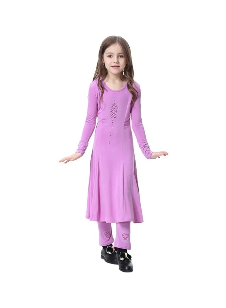 2-Piece Long Sleeve Dress Light Purple