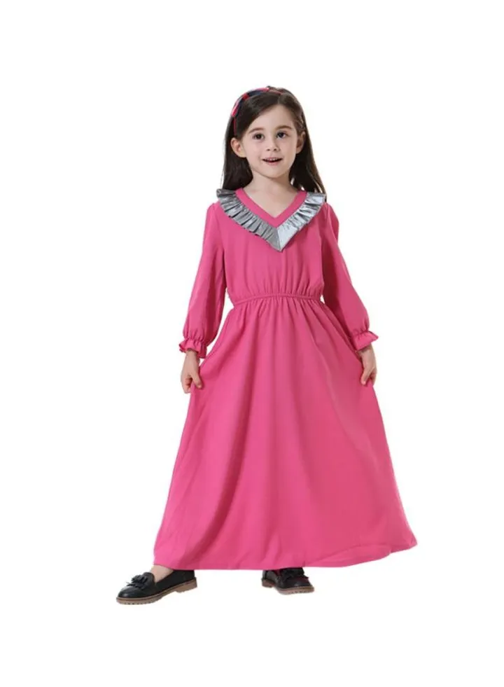 V-Neck Maxi Dress Pink/Silver