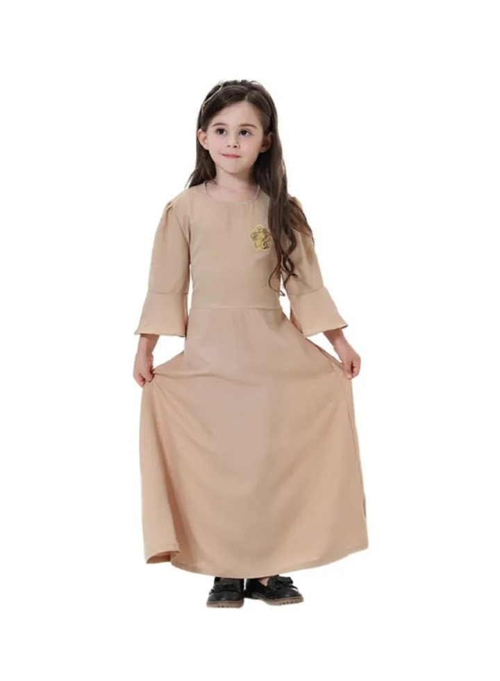 Kids Polyester Maxi Dress Beige