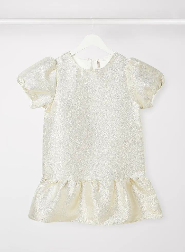 Kids/Teen Puff Sleeve Dress Gold