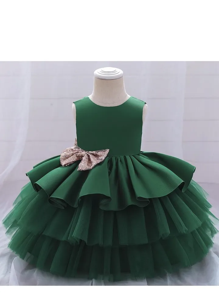 Girl Dress For Wedding Party Green Color