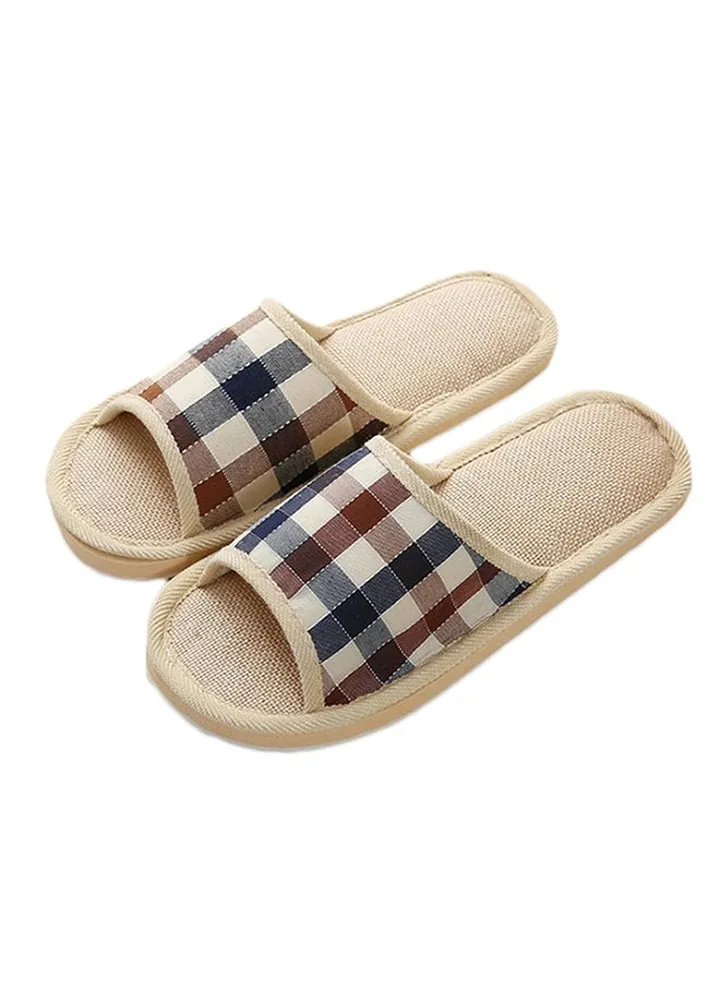 Plaid Printed Non-Slip Flat Slides multicolour