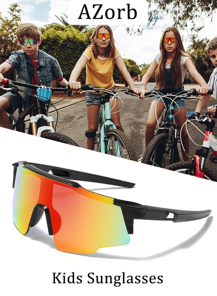Kids Sunglasses for Boys Girls - Sports Cycling Childrens Mirror Polarized Sun Glasses with Lightweight Flexible Frame UV Protection Age 6-15 Sunglasses Yellow