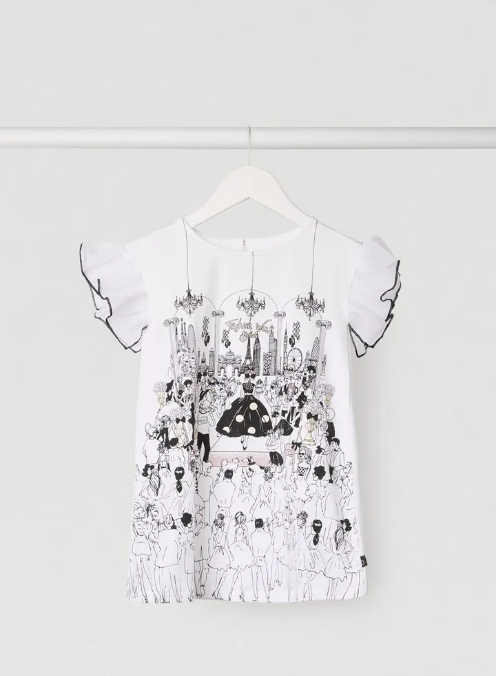 Kids Graphic Dress White