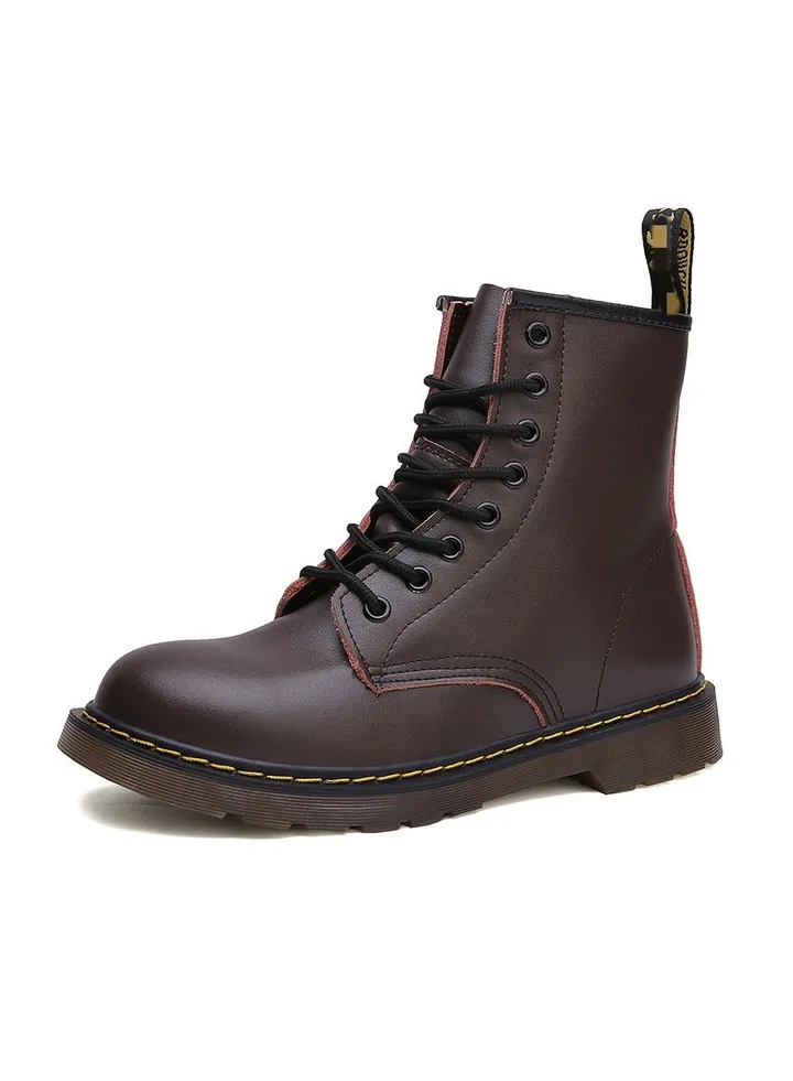Men Lace Up Martin Boots Brown