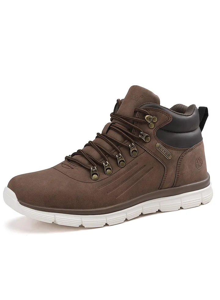 SKY VIEW Men Lightweight Hiking Boots Motorcycle Boots For Men Mid Ankle Work Casual Hiker Outdoor Boots Anti Slip Shoes Brown