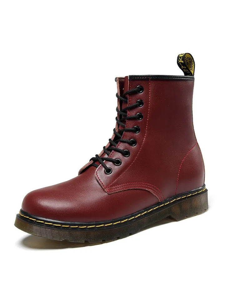 Men Lace Up Martin Boots Red