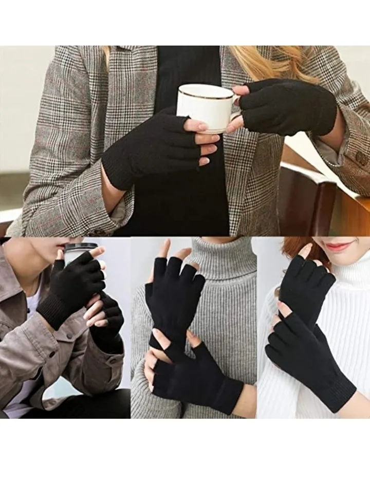 Women half fingers gloves girly mobile , winter wool gloves