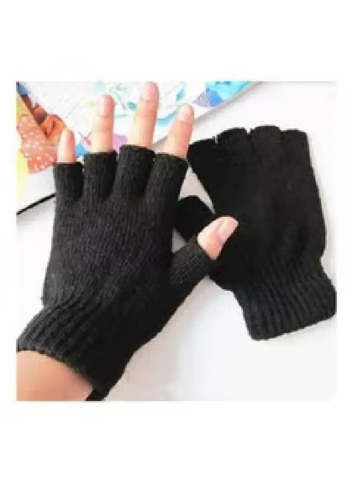 Wool Winter half finger gloves, One Size