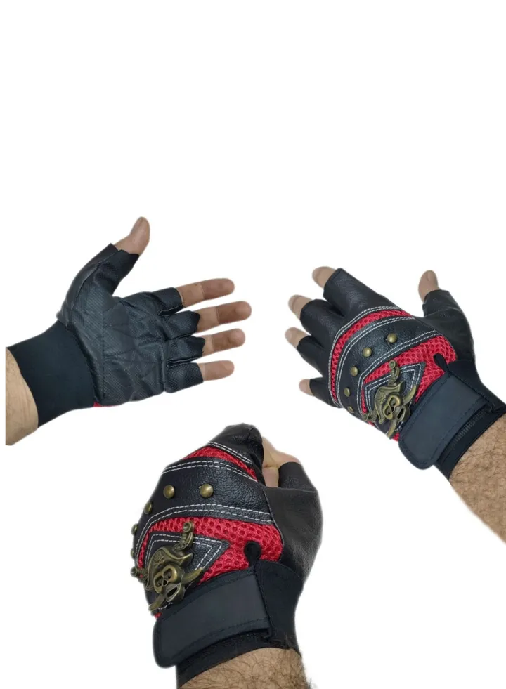 Leather half fingers gloves, sport activities gloves, driving bike gloves