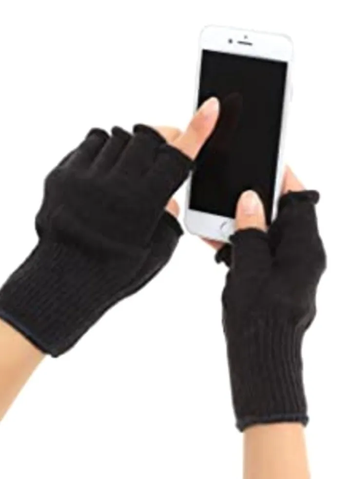 Half Finger winter Gloves for Men's And Women's Outdoor Sports Knitted Gloves Fashion Black