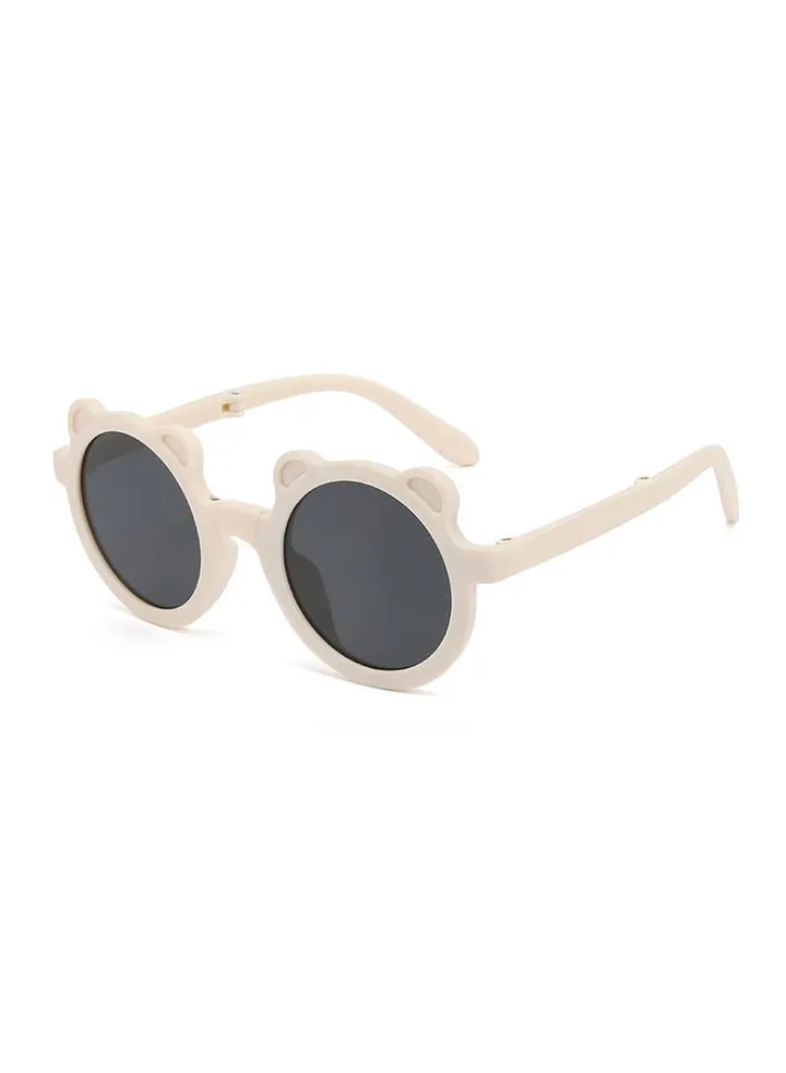 Summer round frame UV protection children's sunglasses Beige White