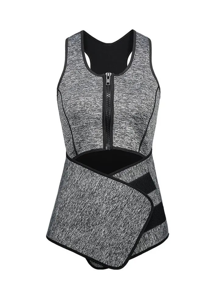Racerback Half Zip Sport Corset Grey