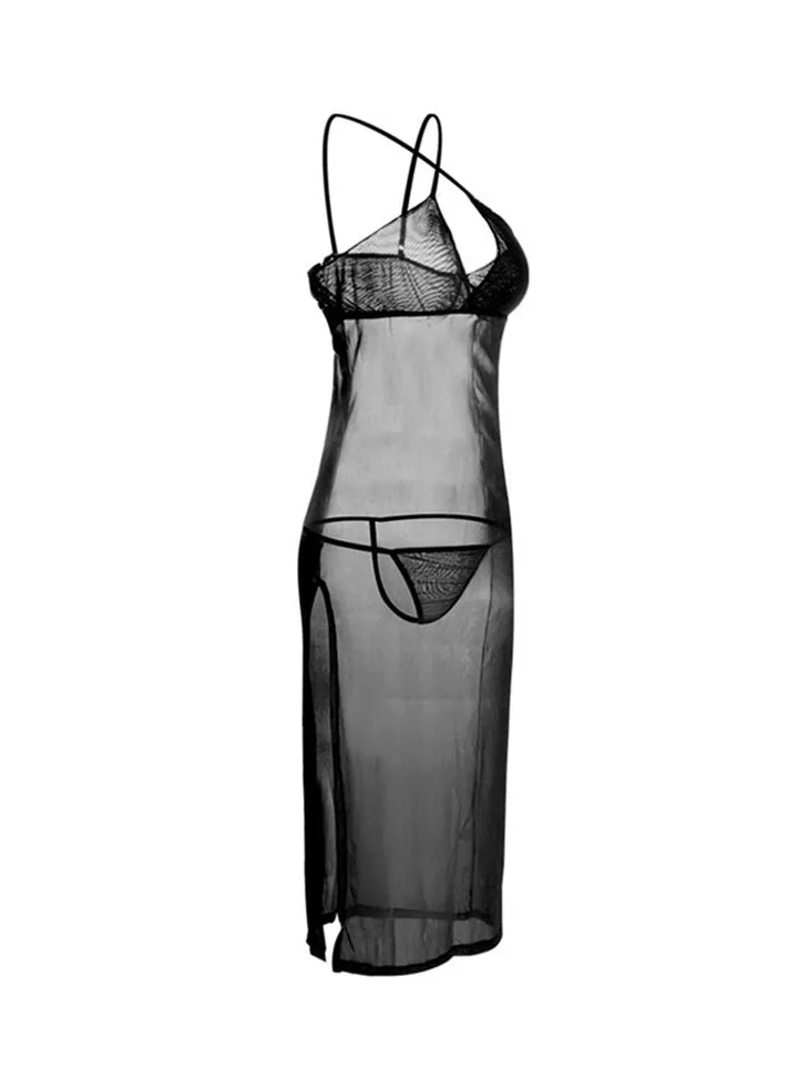 Suspenders Babydoll Dress Black