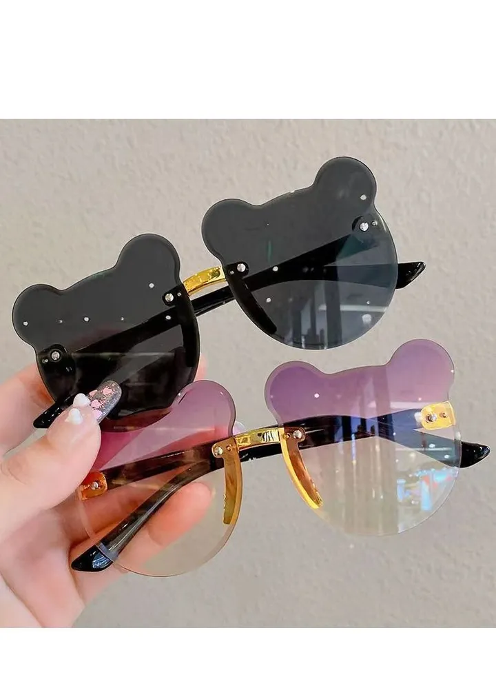 2Pcs Children's Sunglasses Uv Protection Boys And Girls Super Lovely Baby Glasses Bear Ear Shape Photo Sunglasses