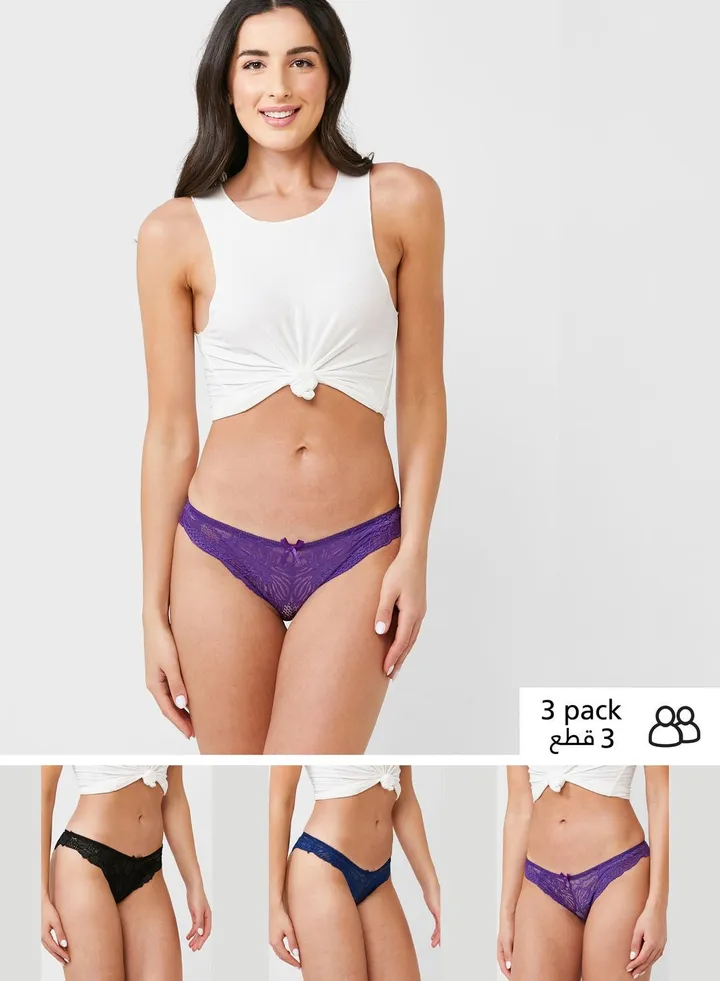 3 Pack Lace Detail Cheeky Style Brief