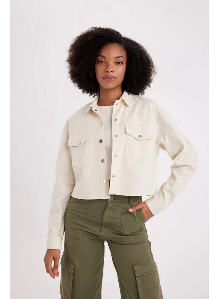 Woman Oversize Fit Shirt Neck Woven Long Sleeve Shirt