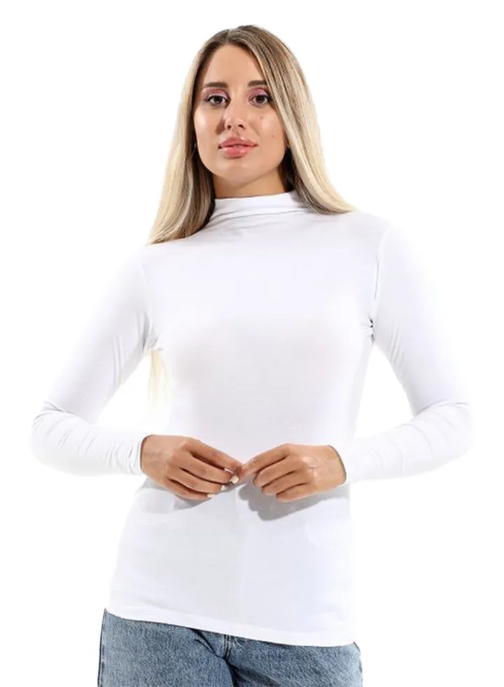 Basic High Neck Full Sleeves - White