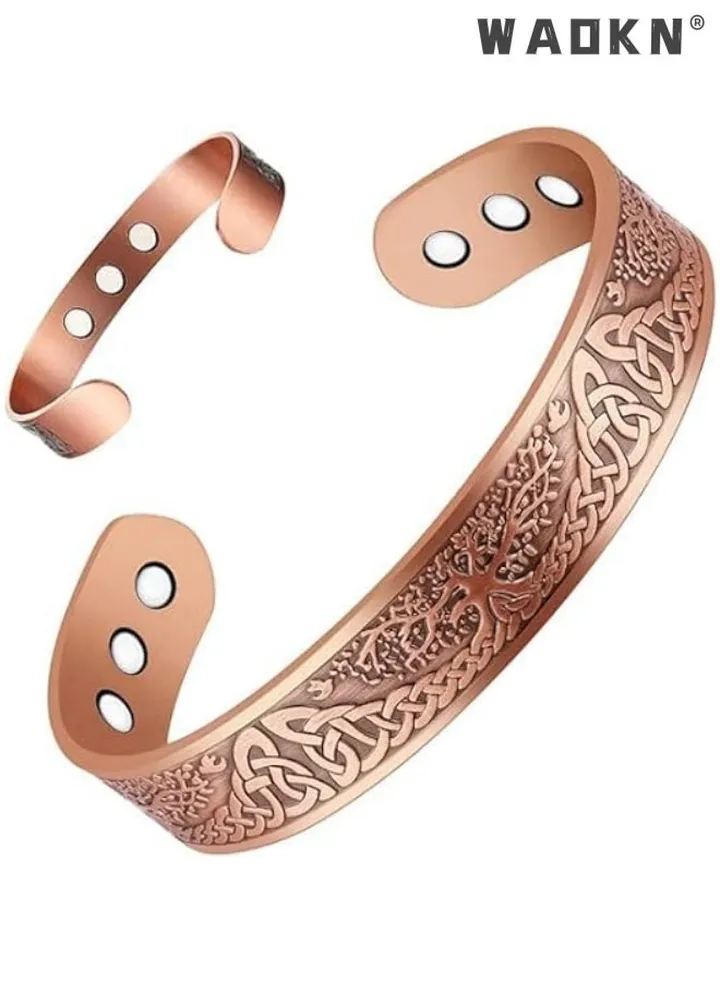 Pure Copper Magnetic Bracelet Magnetic Therapy Bracelet Magnetic Healing Bracelet Cuff Bracelet Energy Healing Bracelet for Women Men Joint Pain Arthritis Relief Magnetic Bangle Bracelets