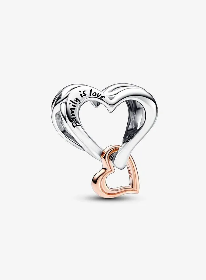 Pandora Moments Two-tone Openwork Infinity Heart Charm for Women's Bangle 782642C00