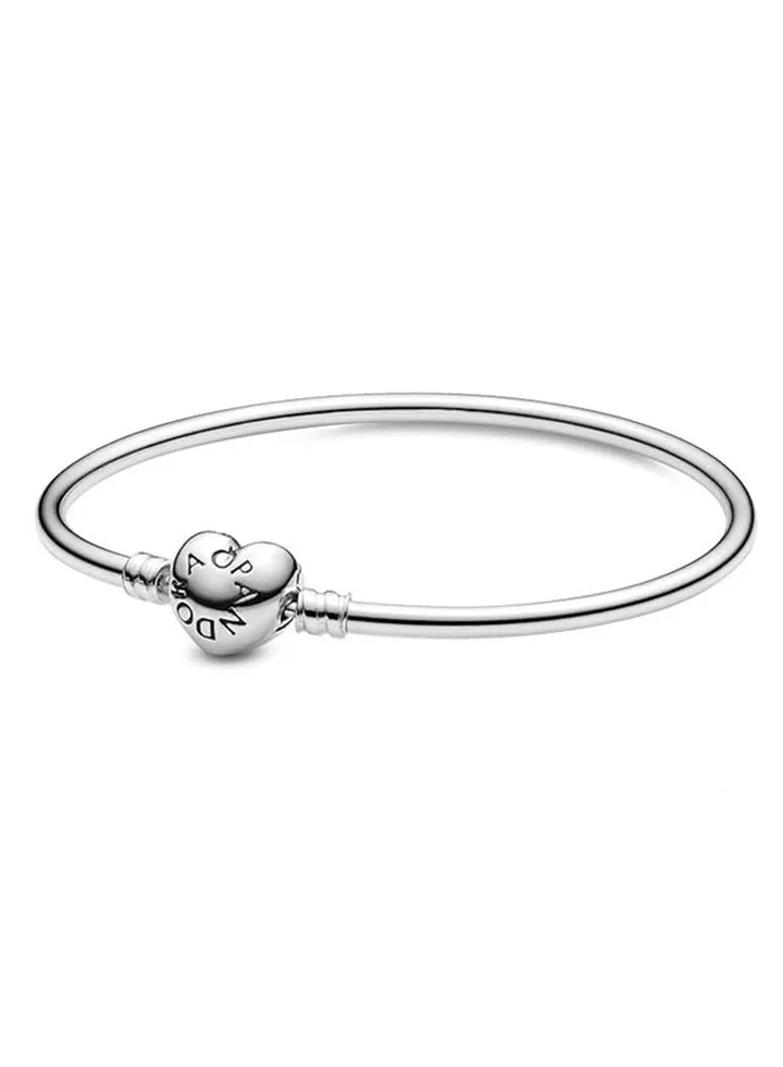 Pandora Moments Women's Classic Heart Chain Buckle 925 Silver Bracelet 596268