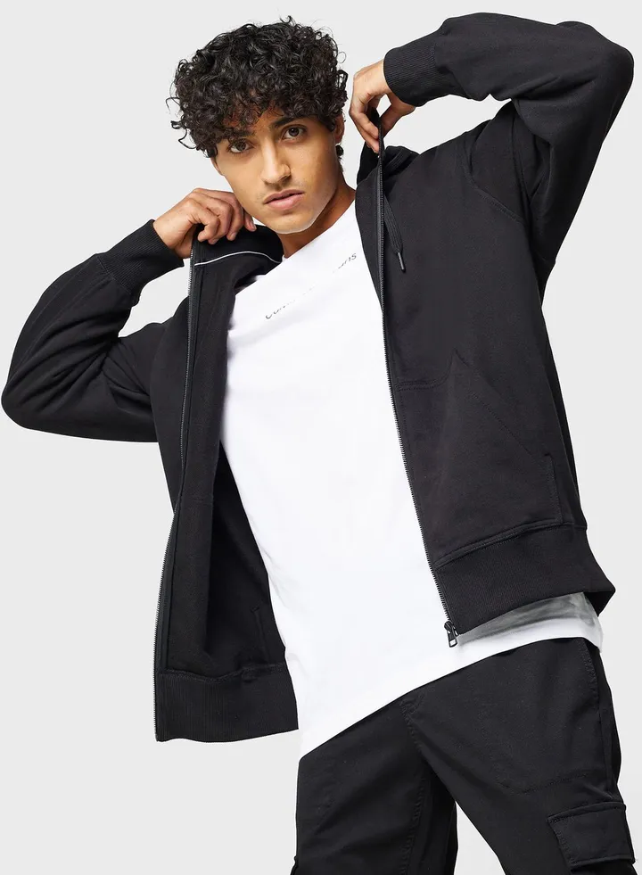 Logo Zip Through Hoodie
