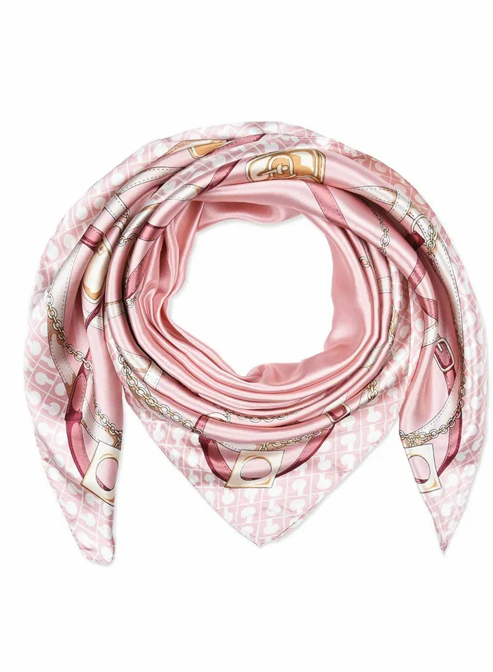Large Square Stain Silk Fashion Pink Hair Scarf Headscarf for Women Girls Necktie Bandanas Night Sleeping (90 x 90CM)