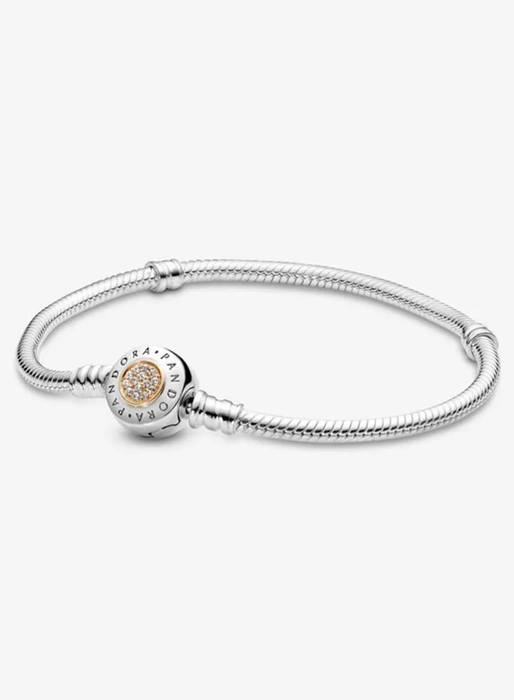 Pandora Moments series zirconia brand new classic women's gold and silver bracelet 590741CZ-P1