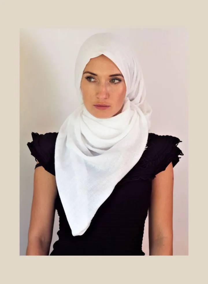 Glitter Embellished Hijab Scarf Pearl White