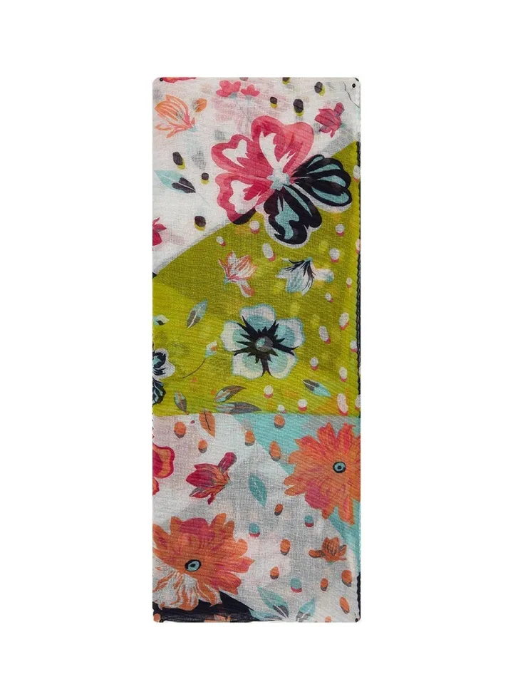 Floral Geo Floral Print Plisse Scarf