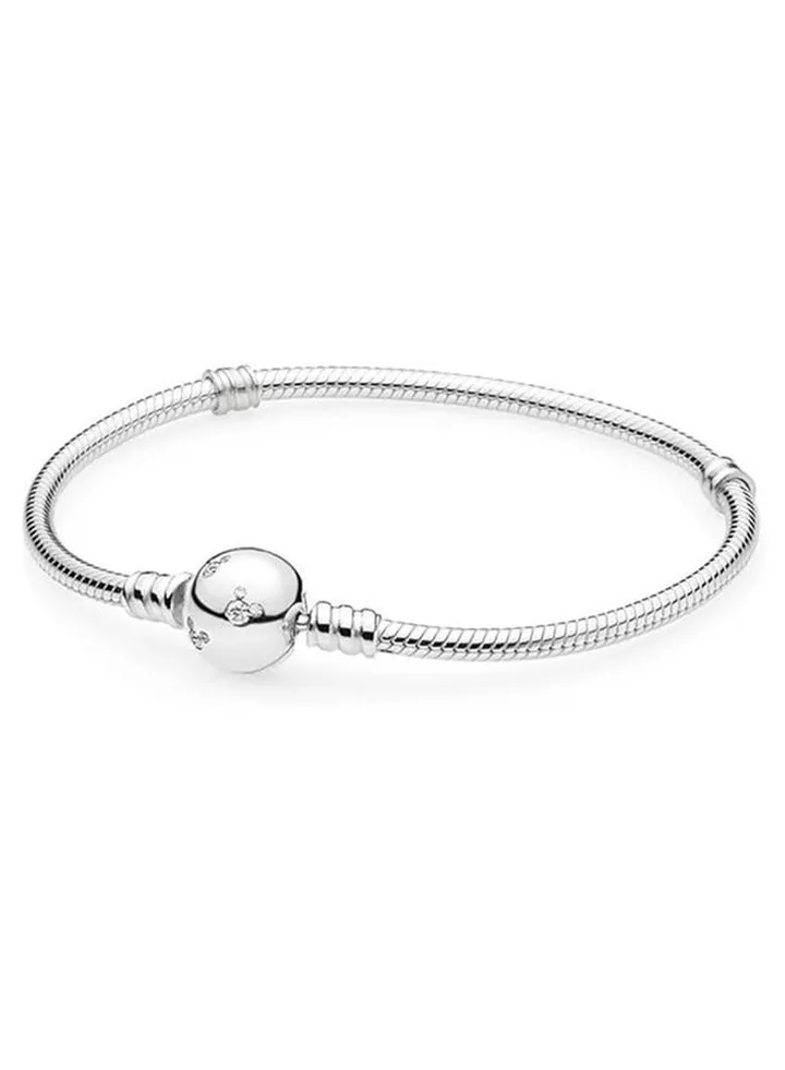 Pandora Disney Moments Brilliant Mickey Snake Bone Women's 925 Silver Bracelet 590731CZ